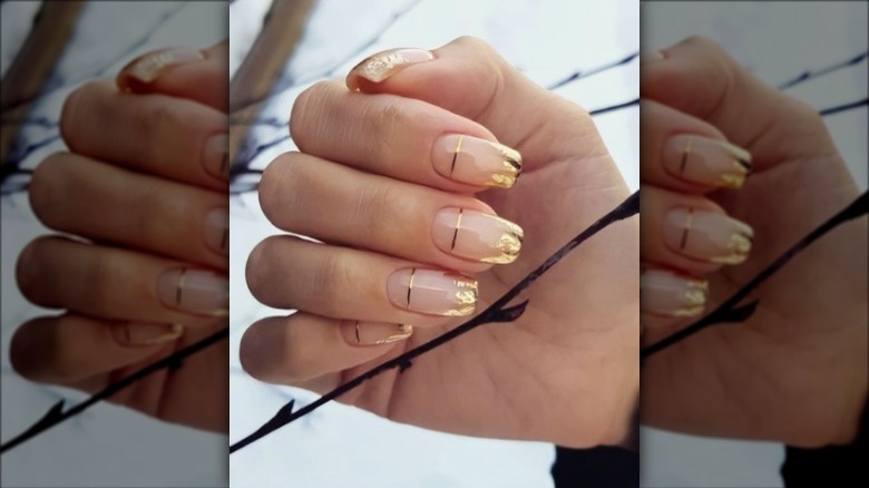 Gold leaf nail art