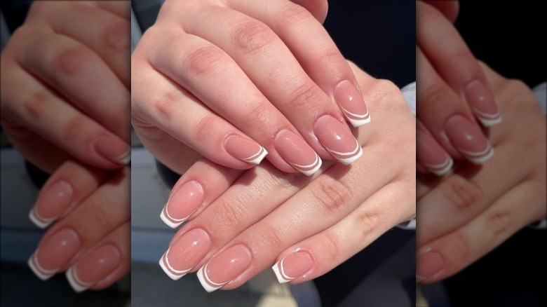 French manicure with curves underneath