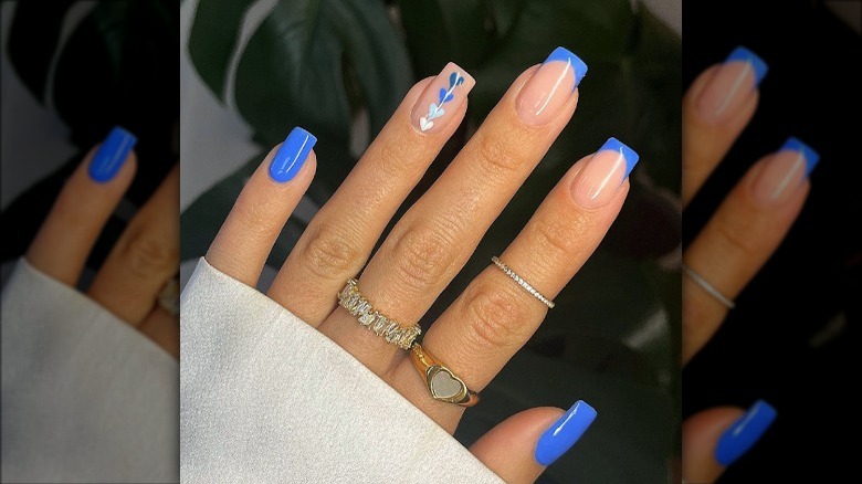 Blue nails with hearts