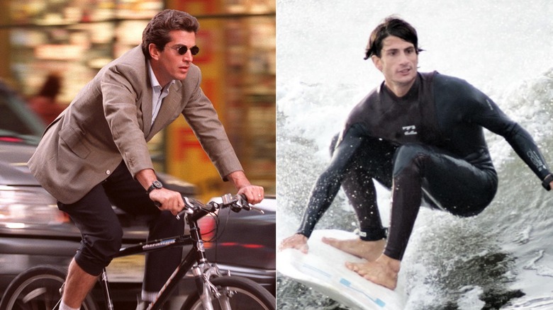 John F. Kennedy Jr. riding a bike & Jack Schlossberg surfing