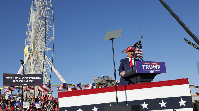 Donald Trump speaking Wildwood NJ ferris wheel background