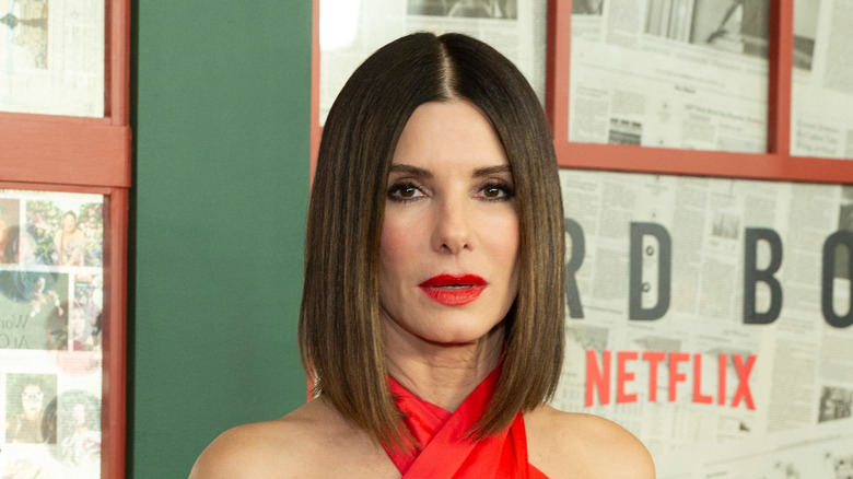 Sandra Bullock wearing red