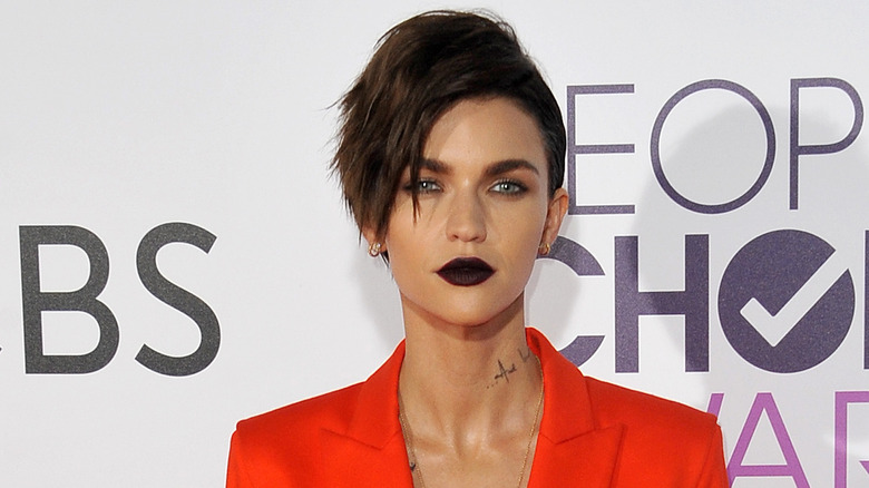 Ruby Rose wearing black lipstick