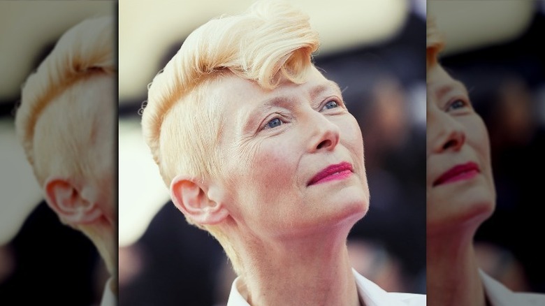 Tilda Swinton with short hair