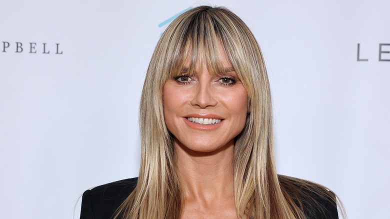 Long, layered bangs on Heidi Klum