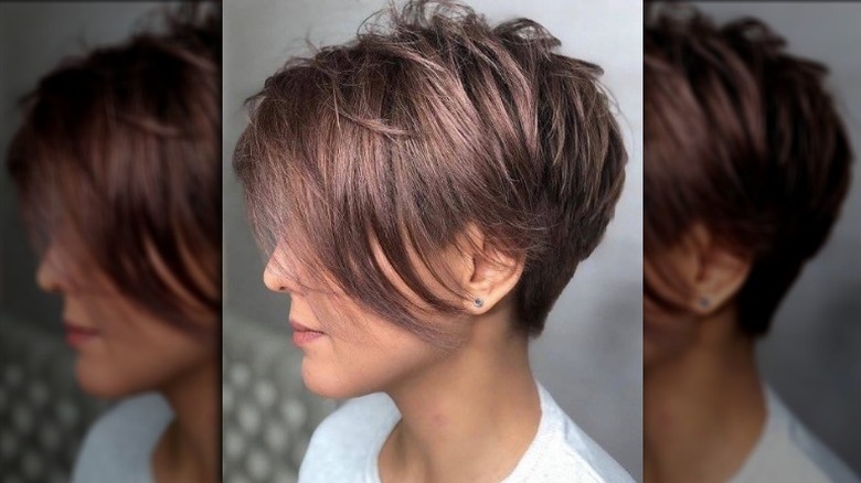 Pixie cut with side-part