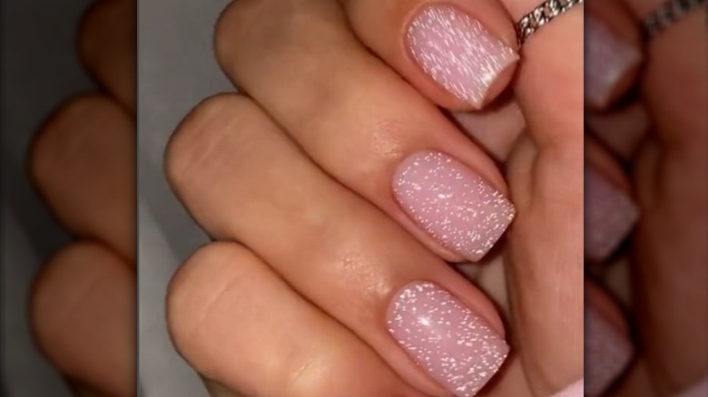 Glitter pink nails