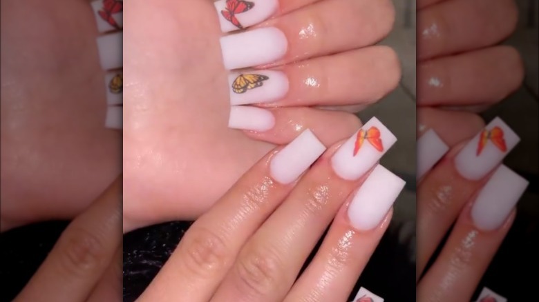 Butterfly painted manicure