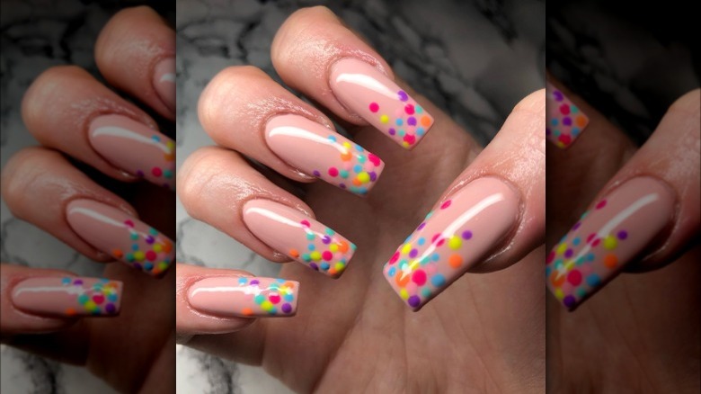 Colorful confetti nails