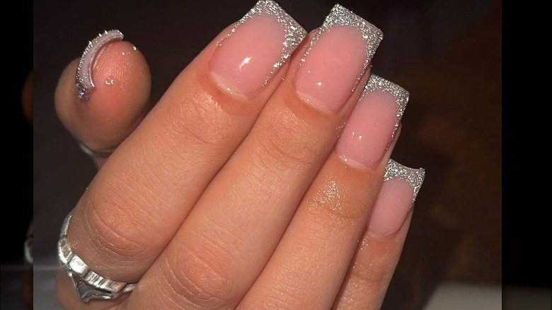 Glitter French manicure