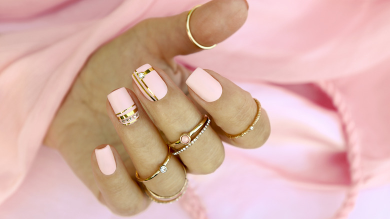 Pink square nails