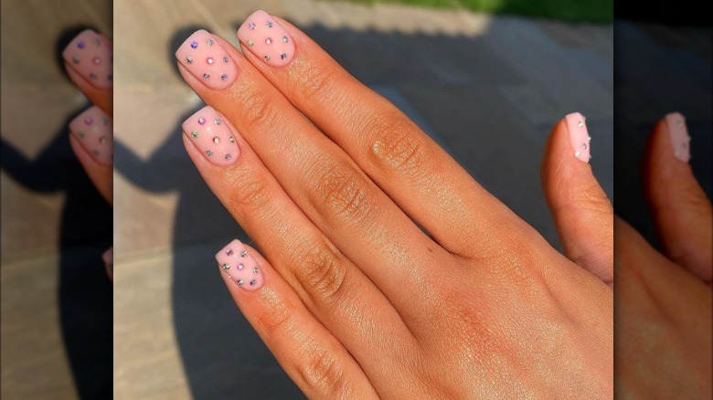 Rhinestone polka dot nails