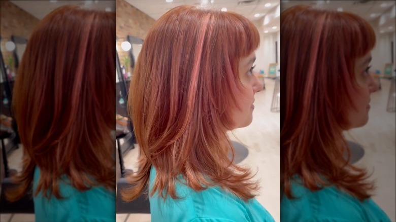 pink highlights copper hair