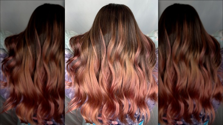 Rose gold ombre waves