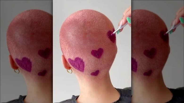 Painting hearts on buzz cut