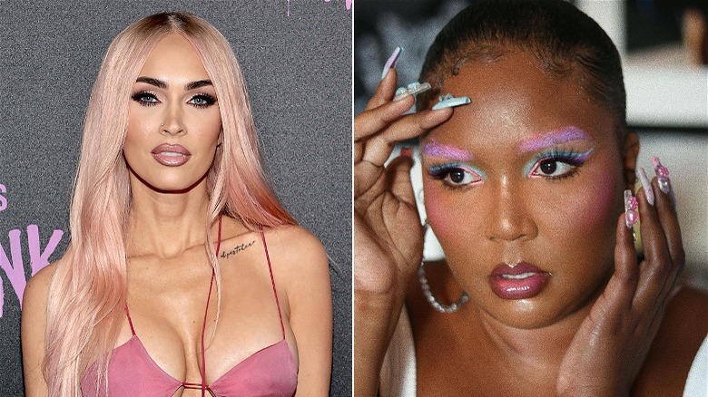 Megan Fox pink hair & Lizzo eyebrows