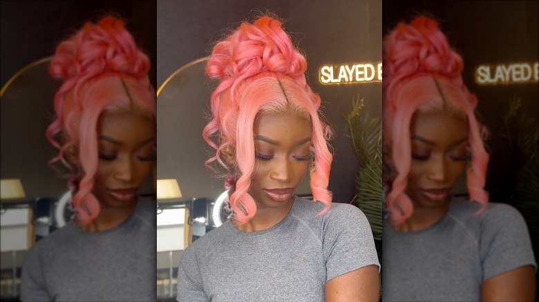 pink wig updo