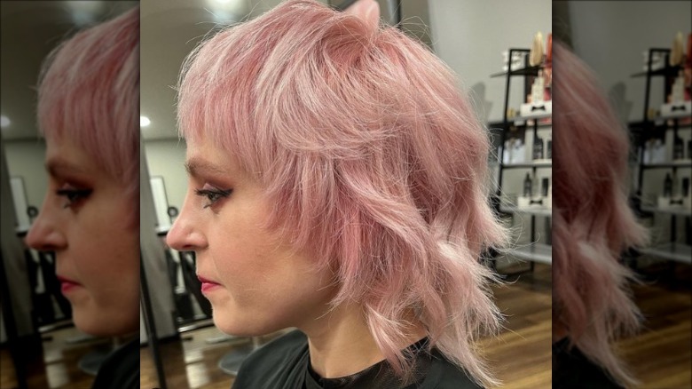 pink shag cut