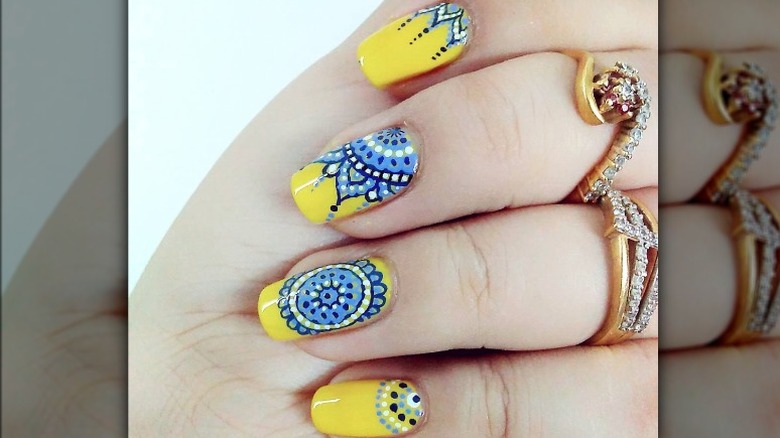 Yellow nail art