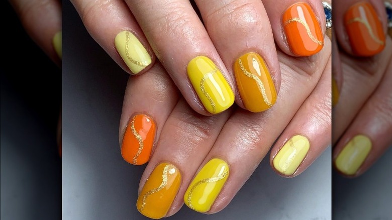 Yellow and orange nail art