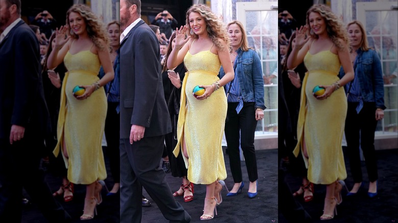 Pregnant Blake Lively waving