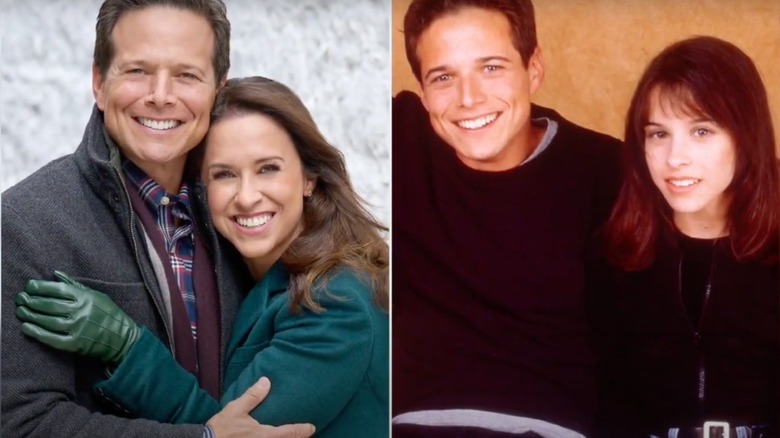 split screen of Scott Wolf and Lacey Chabert