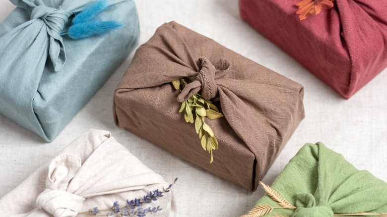 gifts wrapped with furoshiki cloth