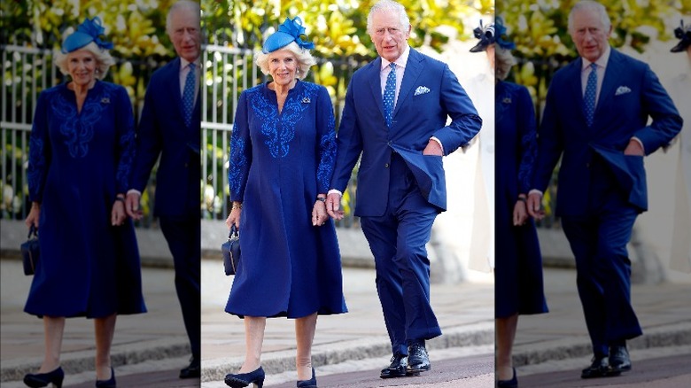 Charles and Camilla wear blue