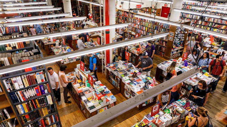 aerial view inside strand bookstore