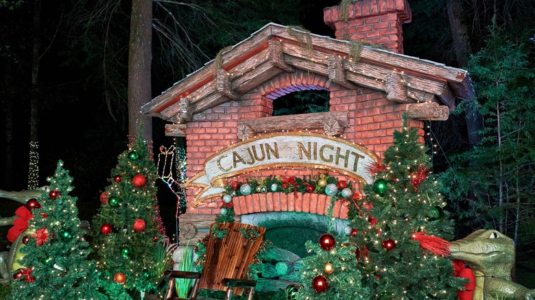 A small brick house that says "Cajun Night"