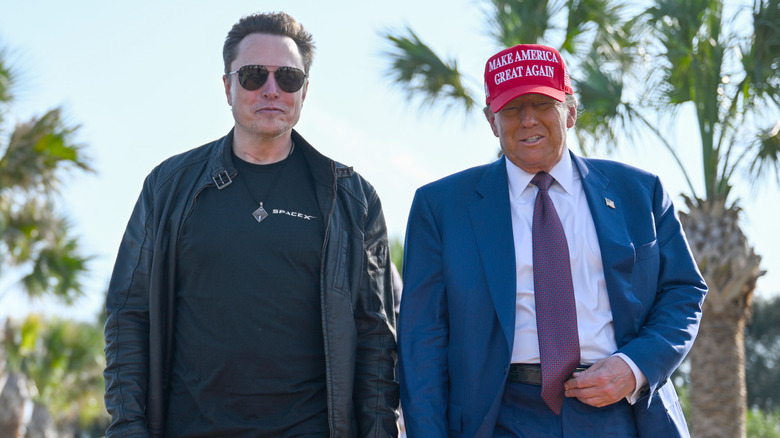 Elon Musk and Donald Trump walking together