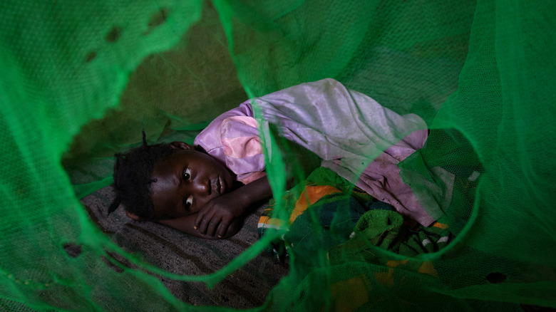 Child affected by malaria