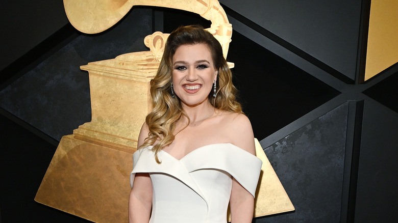 Kelly Clarkson posing at the 66th GRAMMY Awards at Crypto.com Arena in February 2024 in Los Angeles, California