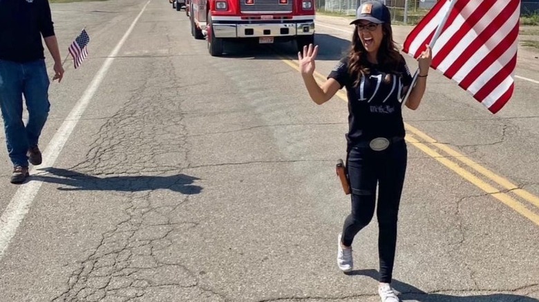 Lauren Boebert participates in the North Park Days parade in Jackson County (2021)