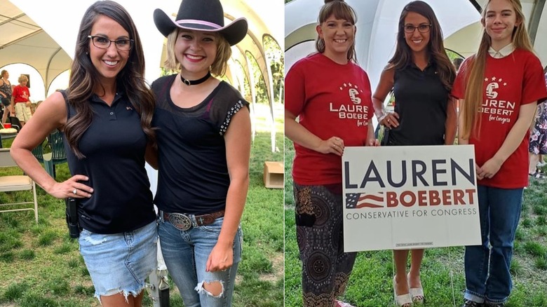 Lauren Boebert poses with a constituent in Eckert, CO (2020)