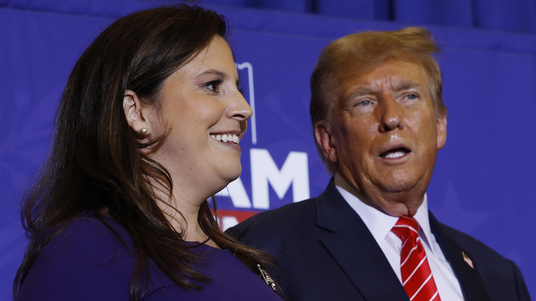 Donald Trump and Elise Stefanik standing together