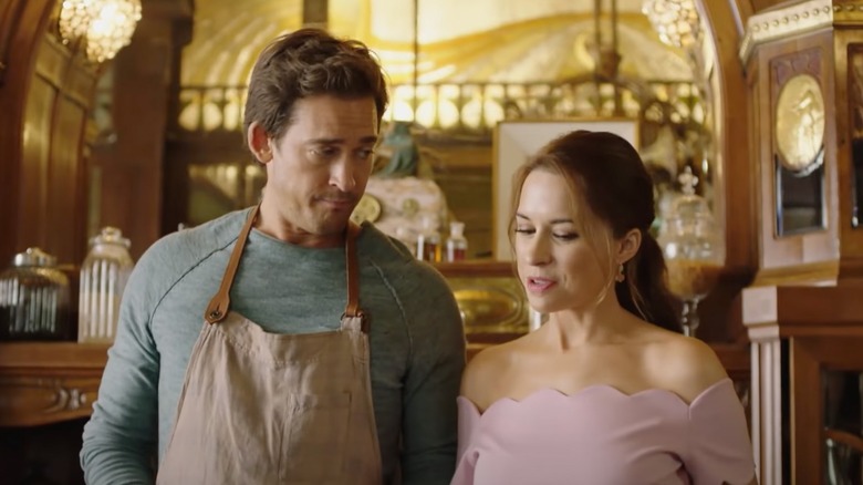 Will Kemp and Lacey Chabert making chocolate