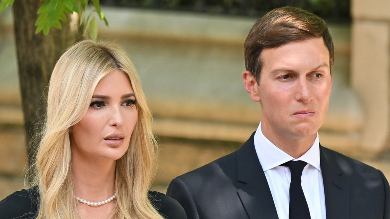 Ivanka Trump and Jared Kushner with angry expressions