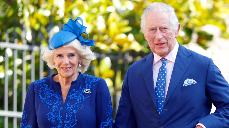 King Charles and Queen Camilla walking