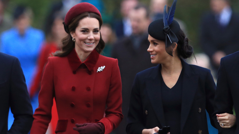 Kate Middleton and Meghan Markle walking together