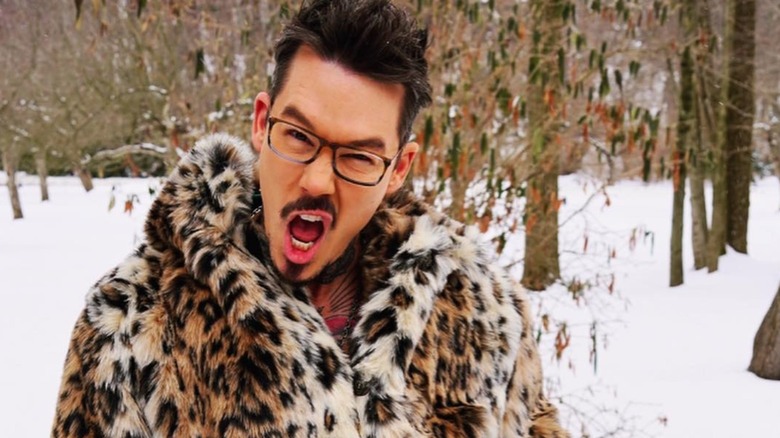 David Bromstad looking fierce in a leopard print coat