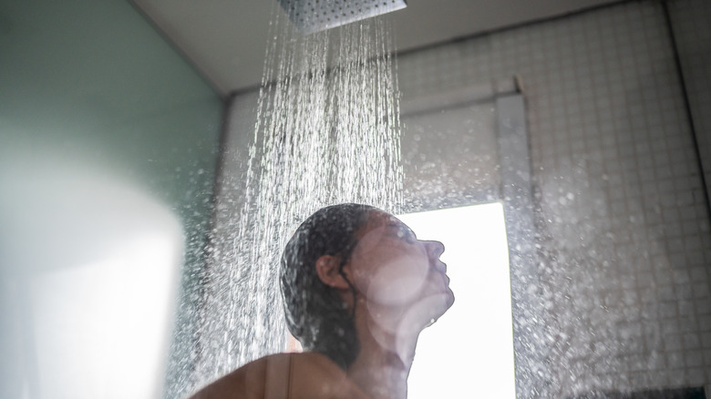 Woman having a shower