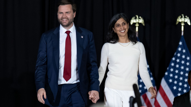 JD Vance and Usha Vance holding hands