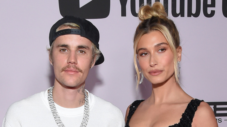 Justin Bieber and Hailey on a red carpet