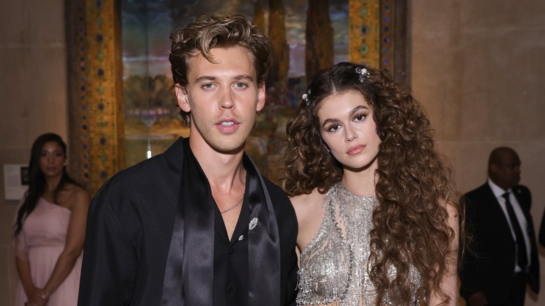 Austin Butler and Kaia Gerber posing together at an event