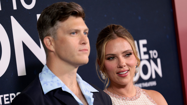 Scarlett Johansson and Colin Jost on the red carpet