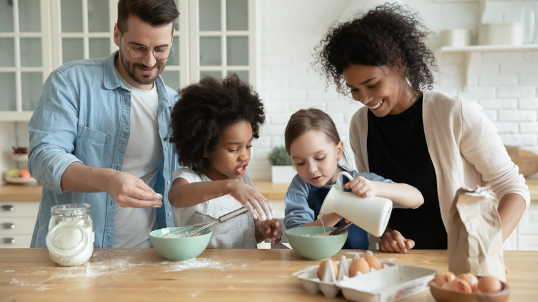 family baking in the kitchen