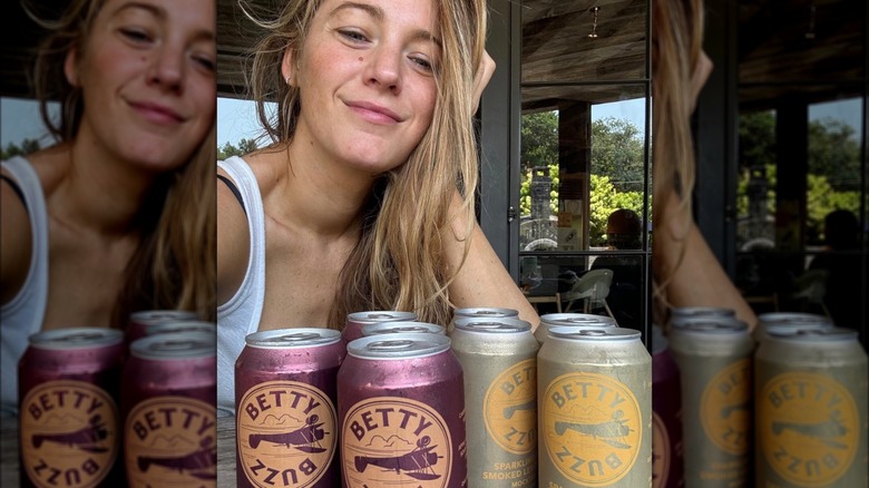 blake lively selfie with betty buzz cans