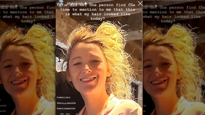 blake lively messy hair IG screenshot