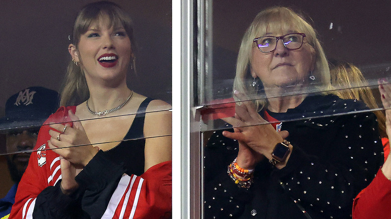 Donna Kelce and Taylor Swift attending a Chiefs game